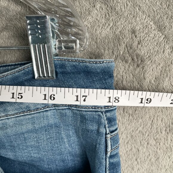 Seven7 Jeans Women’s 14 Blue Slim Straight Crop Mid Rise Embroidered Y2K Raw Hem - Picture 7 of 8